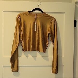 SKIMS G1 shine spandex jersey long sleeve cropped tee,sienna NWT 3X